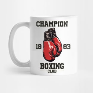 Vintage Boxing Gloves with Champion Boxing Club Text Mug